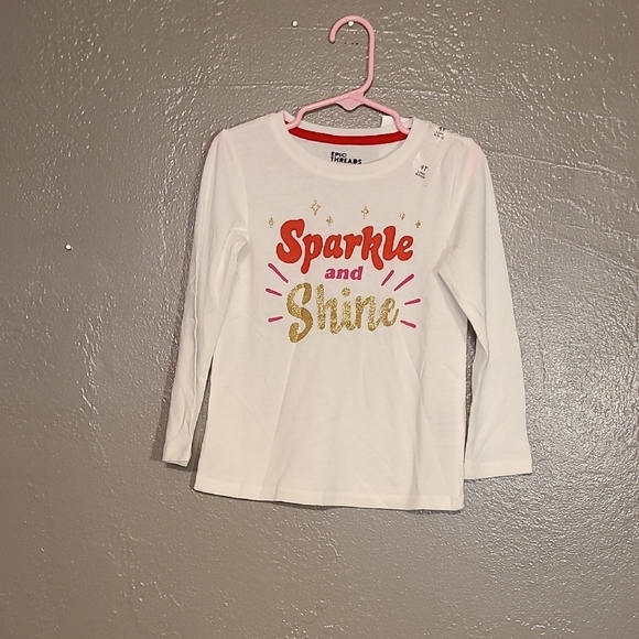 Epic Threads Girls White Sparkle and Shine Long Sleeve Shirt NWT Size 4T - Picture 1 of 9